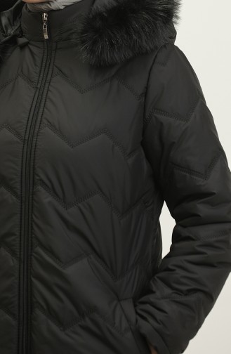 Zigzag Patterned Midi Coat 5199A-02 Black 5199A-02