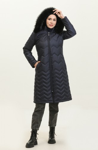 Manteau Araboy A Motifs Zigzag 5199A-03 Bleu Marine 5199A-03