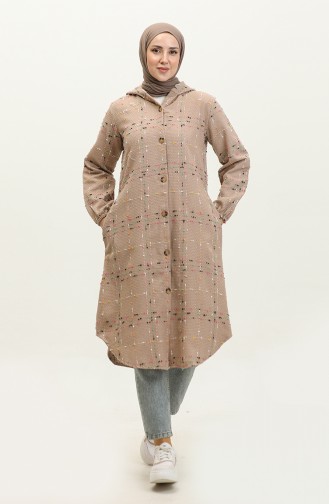 Tweed Hooded Coat NZR001-01 Mink 001-01