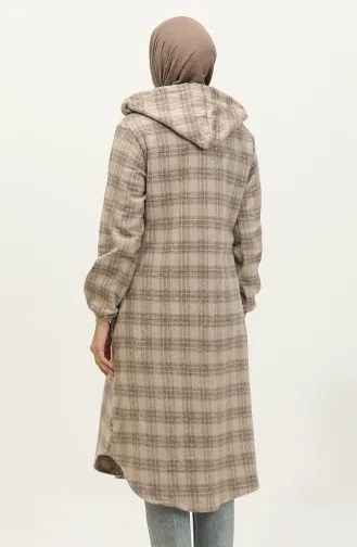 Plaid Pattern Hooded Coat 001E-08 Mink 001E-08