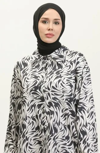 بدلة منقوشة مقاس كبير أسود Tk234 601