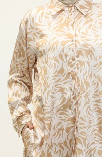 Großer Gemusterter Anzug Beige Tk234 604