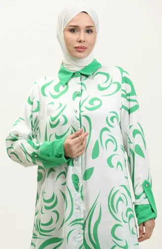 Desenli Büyük Beden Takım Yeşil Tk213