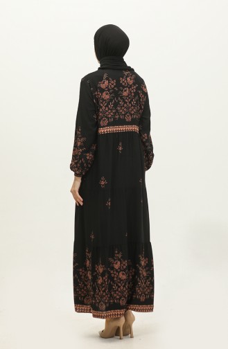 Großes Viskosekleid Mit Blumenmuster 4084-03 Schwarz 4084-03