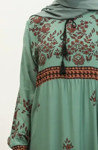 Großes Viskosekleid Mit Blumenmuster 4084-04 Çağla Green 4084-04