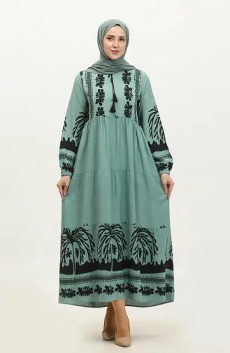 Robe Viscose à Motifs 4117-02 Vert Noir 4117-02