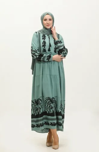 Robe Viscose à Motifs 4117-02 Vert Noir 4117-02