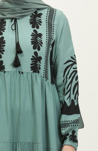 Gemustertes Viskosekleid 4117-02 Grün Schwarz 4117-02