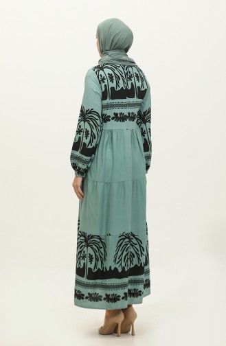 Gemustertes Viskosekleid 4117-02 Grün Schwarz 4117-02