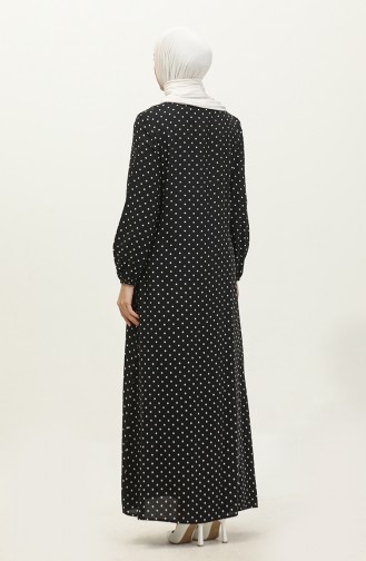Robe Froncée à Motifs Pois 2028-02 Bleu Marine 2028-02