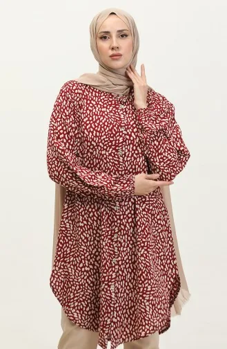 Tunique Viscose Boutonnée Grande Taille 3017-02 Rouge Claret 3017-02