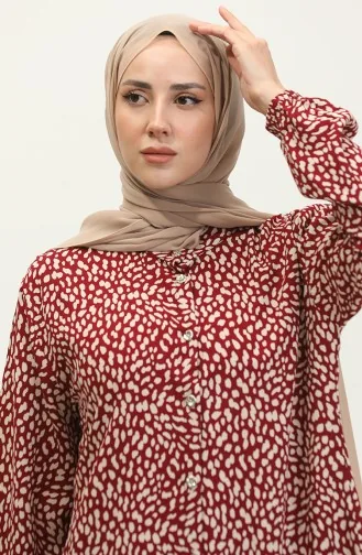 Tunique Viscose Boutonnée Grande Taille 3017-02 Rouge Claret 3017-02