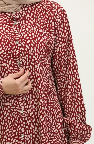 Tunique Viscose Boutonnée Grande Taille 3017-02 Rouge Claret 3017-02