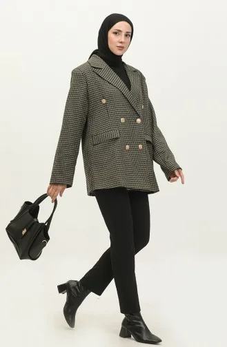 Veste à Motifs Pieds D`Oie Vert C1428K 646