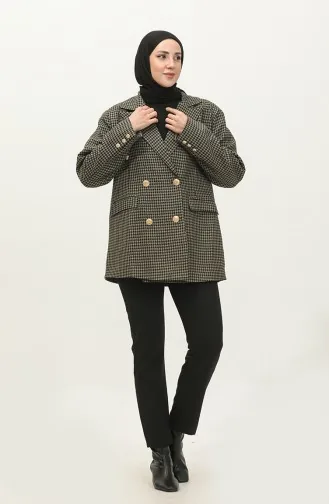 Veste à Motifs Pieds D`Oie Vert C1428K 646