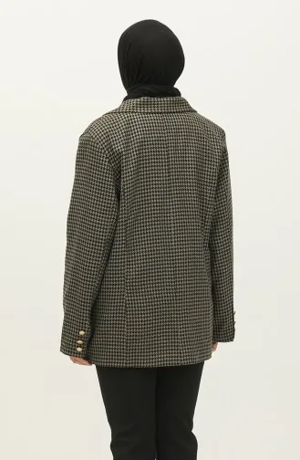 Veste à Motifs Pieds D`Oie Vert C1428K 646
