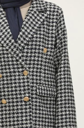 Veste à Motifs Pieds D`Oie Bleu Marine C1428K 648
