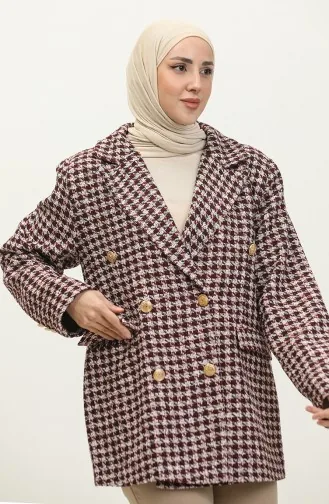 Goose Feet Patterned Jacket Red C1428K 650