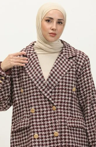 Goose Feet Patterned Jacket Red C1428K 650