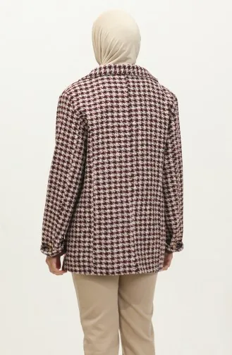 Goose Feet Patterned Jacket Red C1428K 650