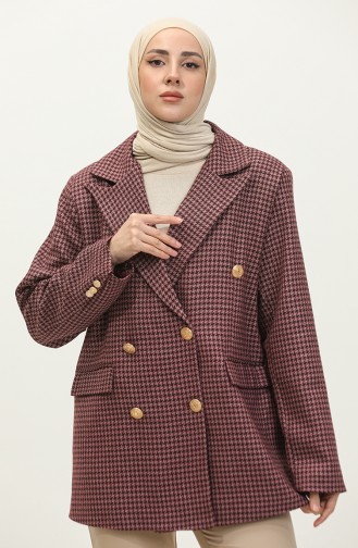 Goose Feet Patterned Jacket Claret Red C1428K 651