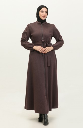 Grote Maat Atlas Stof Met Ritssluiting Abaya 4259-03 Dusty Rose 4259-03