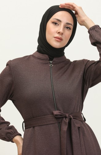 Grote Maat Atlas Stof Met Ritssluiting Abaya 4259-03 Dusty Rose 4259-03