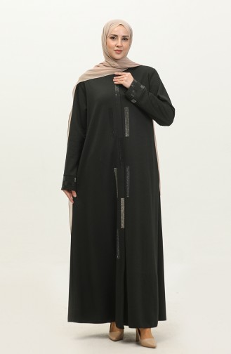 Großes Abendkleid Abaya Mit Steinmuster 4262-03 Khaki 4262-03