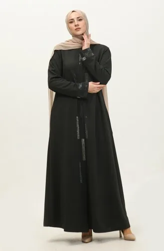 Abaya Robe De Soirée Pierre Imprimée Grande Taille 4262-03 Khaki 4262-03