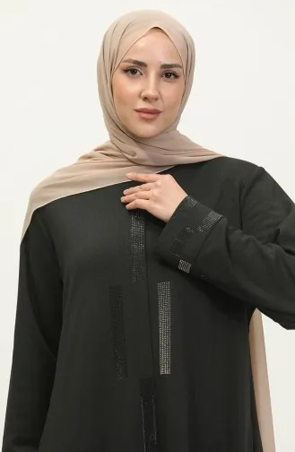 Abaya Robe De Soirée Pierre Imprimée Grande Taille 4262-03 Khaki 4262-03