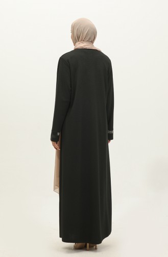 Großes Abendkleid Abaya Mit Steinmuster 4262-03 Khaki 4262-03