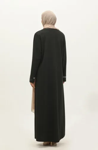 Abaya Robe De Soirée Pierre Imprimée Grande Taille 4262-03 Khaki 4262-03