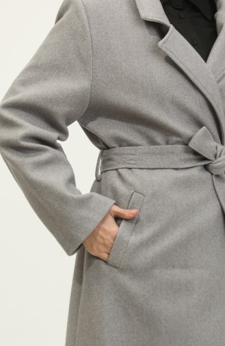 Large Size Long Cashmere Coat Gray K323 652