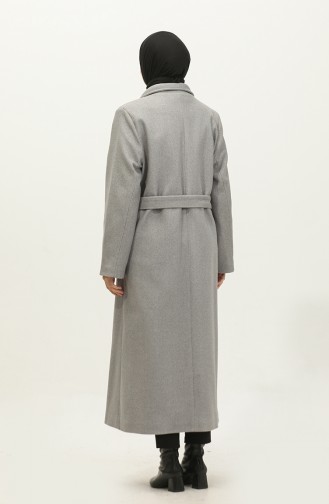 Large Size Long Cashmere Coat Gray K323 652