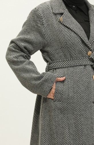 Large Size Herringbone Cuff Coat Black K332 688