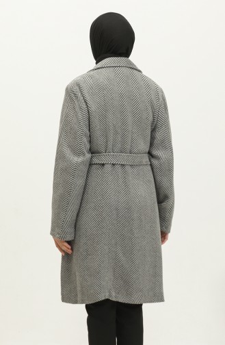 معطف ذو أكمام متعرجة مقاس كبير رمادي K332 689