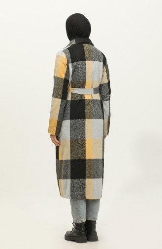 Plaid Patterned Lumberjack Cape NZR001J-03 Black Mustard 001J-03