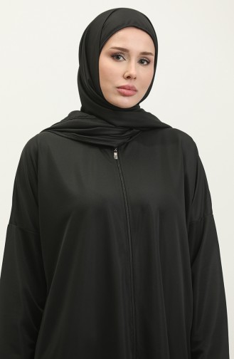 فستان الصلاة عملي بحجاب قطعة واحدة 1980-01 أسود  1980-01