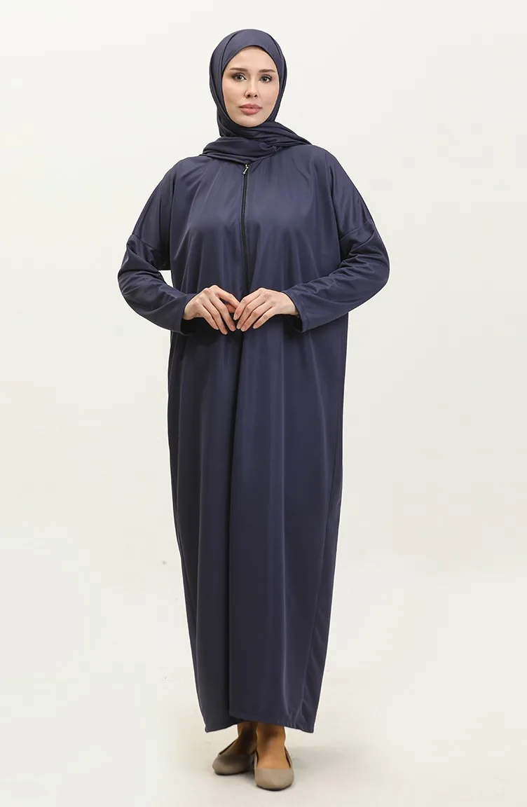 One Piece Prayer Dress With Headscarf 1980-02 Navy Blue 1980-02