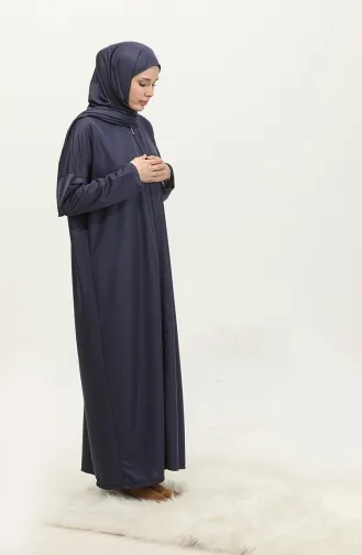 One Piece Prayer Dress With Headscarf 1980-02 Navy Blue 1980-02