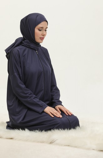 Eendelige Gebedsjurk Met Hoofddoek Marineblauw 1980-02 1980-02