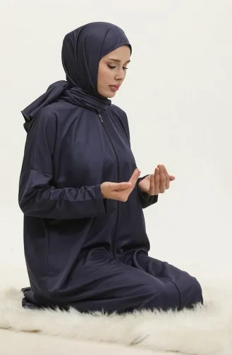 One Piece Prayer Dress With Headscarf 1980-02 Navy Blue 1980-02