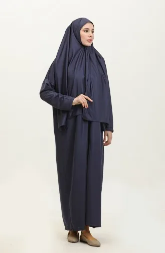 One Piece Prayer Dress With Headscarf 1980-02 Navy Blue 1980-02