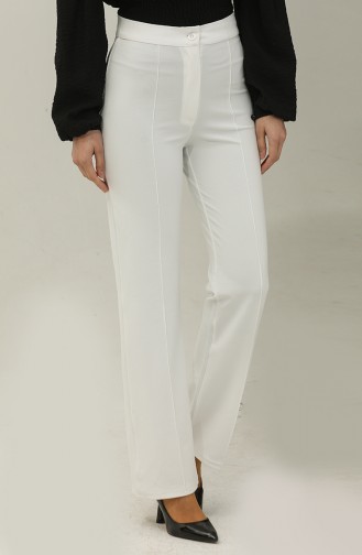 Cıma Detaylı Klasik Pantolon 10012-08 Beyaz
