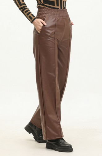 Pantalon Cuir Taille Elastique 20016-04 Tan Foncé 20016-04