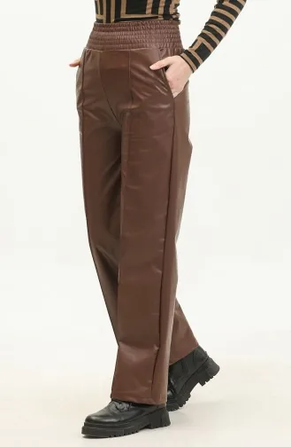 Pantalon Cuir Taille Elastique 20016-04 Tan Foncé 20016-04