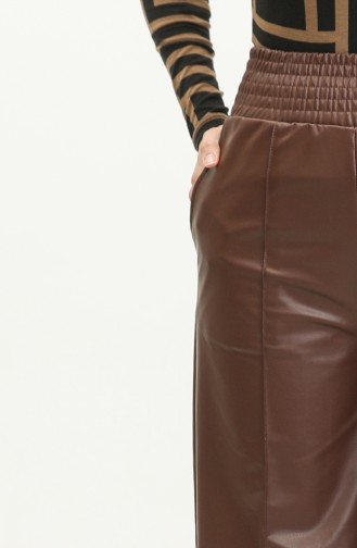 Elastic waist Leather Trousers 20016-04 Dark Tan 20016-04