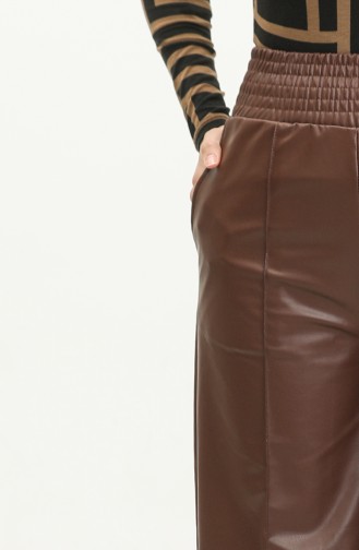 Pantalon Cuir Taille Elastique 20016-04 Tan Foncé 20016-04