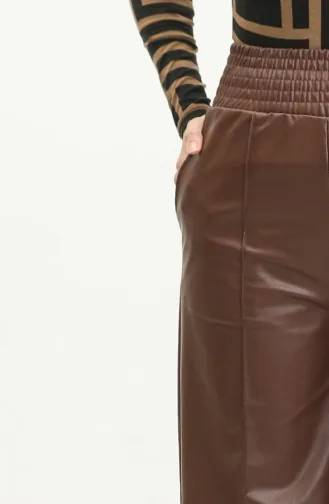 Pantalon Cuir Taille Elastique 20016-04 Tan Foncé 20016-04