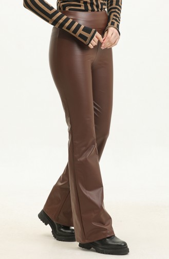 Pantalon Flare En Cuir 20020-05 Tan 20020-05